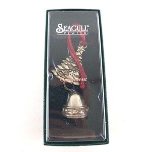 Vintage Seagull Pewter Christmas Tree Bell Ornament Festive 3.5" Canada 1993